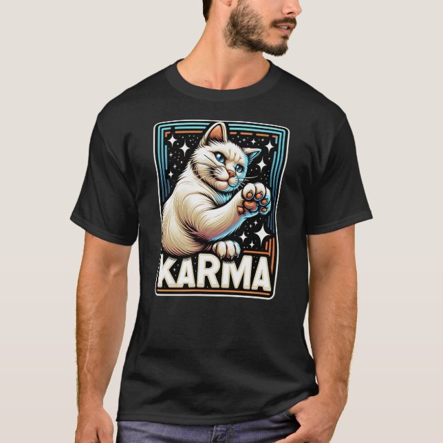 Karma Cat - Scratching Paw - T Shirt (Framsida)