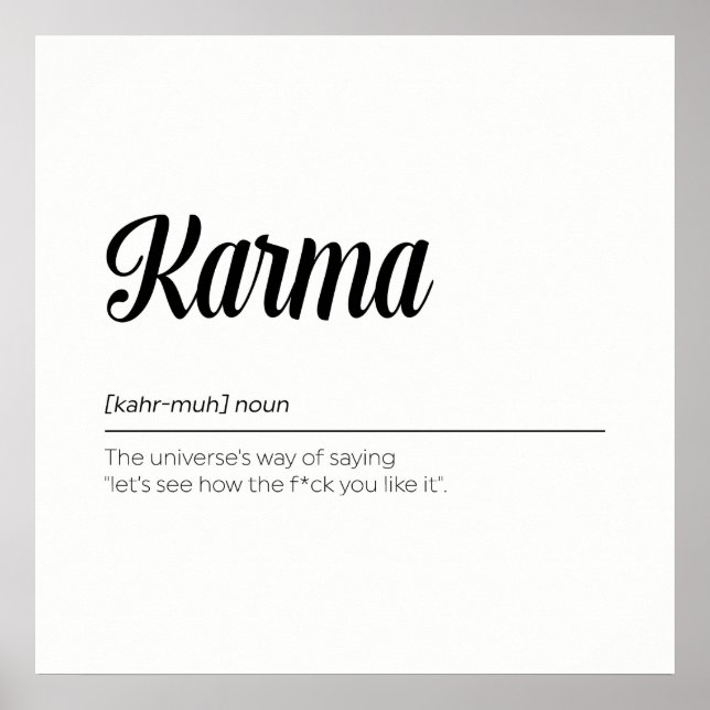 Karma Definition Funny Poster (Framsidan)