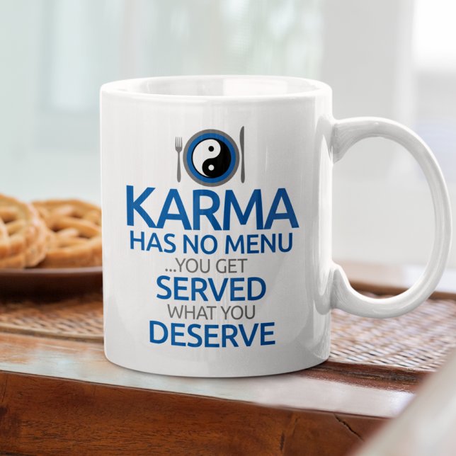 Karma har ingen meny... Yin Yang Graphic Kaffemugg (Skapare uppladdad)