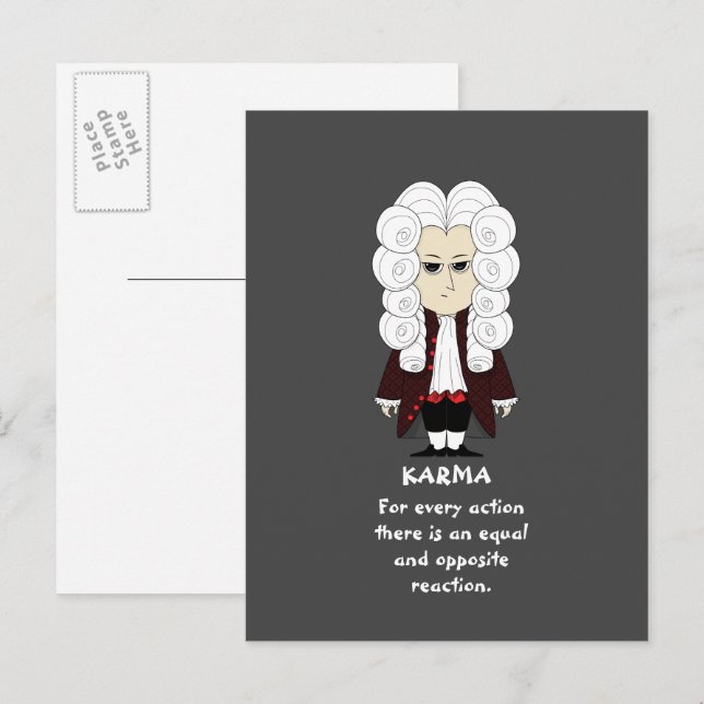 Karma & Newtons tredje lag (Mörkens bakgrund) Post Vykort (Fram/baksida)