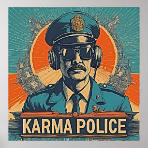 Karma Police - Retro Stollig in Bold Färg Poster