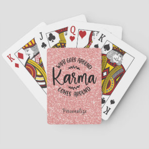 Karma Quote Rosa Glitter Personlig Casinokort
