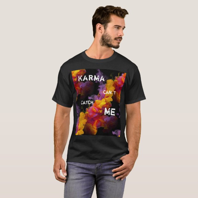 Karma Quote Typography with Smoke Background T Shirt (Hel framsida)