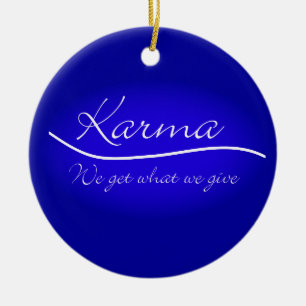Karma - vi får vad vi ger julgransprydnad keramik