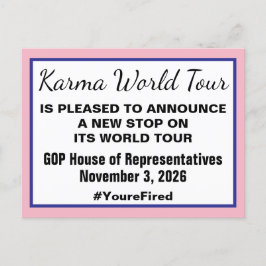 Karma World Tour Midterm Val 2026 GOP Fired Meddelande Vykort