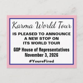 Karma World Tour Midterm Val 2026 GOP Fired Meddelande Vykort