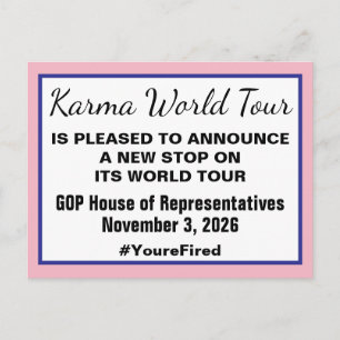 Karma World Tour Midterm Val 2026 GOP Fired Meddelande Vykort