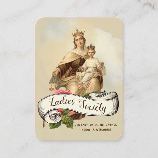 Karmel-Religiösa-katolskt bönekort Visitkort (Framsida)