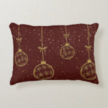Karmosin & Guld Ornament Jul Dekorativ Kudd