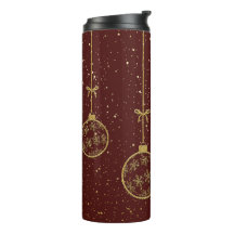 Karmosin & Guld Ornament Jul Termoskopp