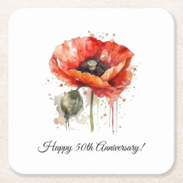 Karmosinblomning, anpassad underlägg papper kvadrat