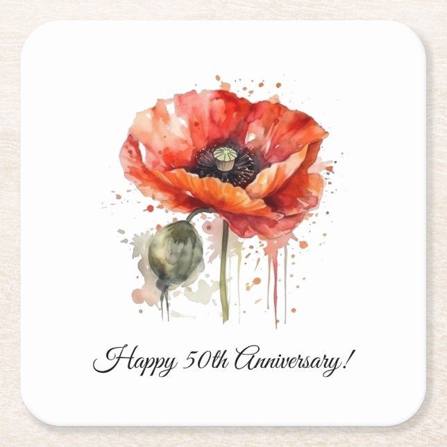 Karmosinblomning, anpassad underlägg papper kvadrat (Framsidan)