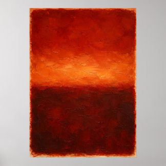 Karmosinorange abstrakt horisont med tung textur poster