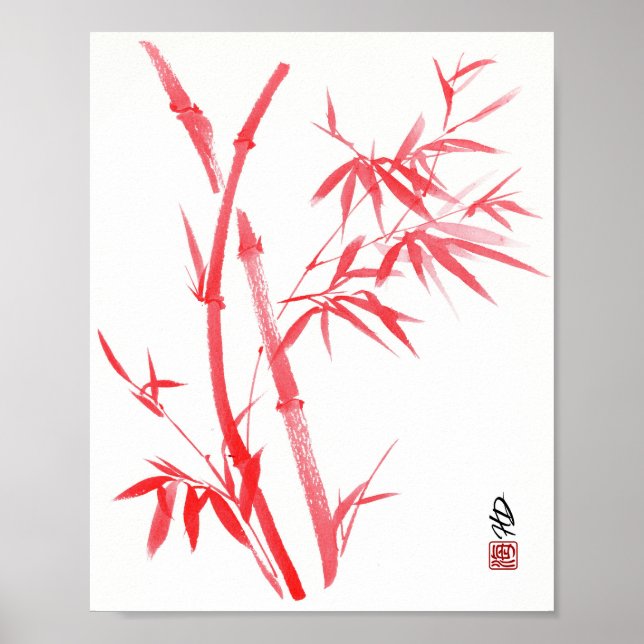 Karmosinröd bambugeist  poster (Framsidan)