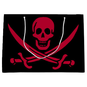 Karmosinröd dödskalle & svärd Piratflagga för Cali