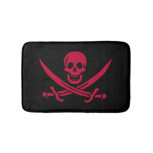 Karmosinröd dödskalle & svärd Piratflagga för Cali Badrumsmatta