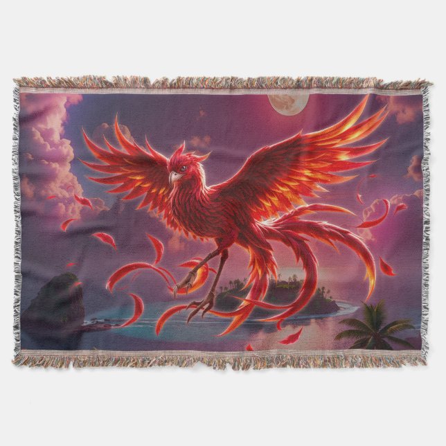 Karmosinröd Fenix av den månbelysta tidvågen. Filt (Framsidan)