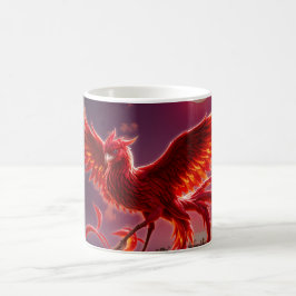 Karmosinröd Fenix av den månbelysta tidvågen. Kaffemugg