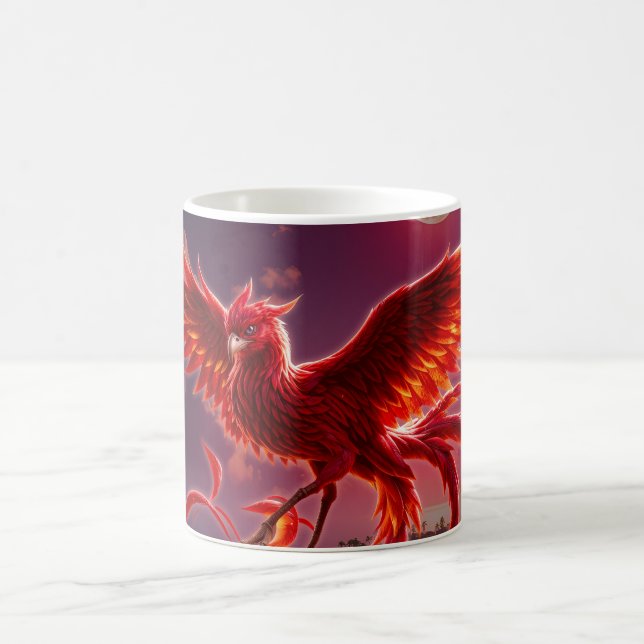 Karmosinröd Fenix av den månbelysta tidvågen. Kaffemugg (Center)