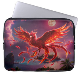 Karmosinröd Fenix av den månbelysta tidvågen. Laptop Fodral