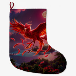 Karmosinröd Fenix av den månbelysta tidvattnet. Stor Julstrumpa