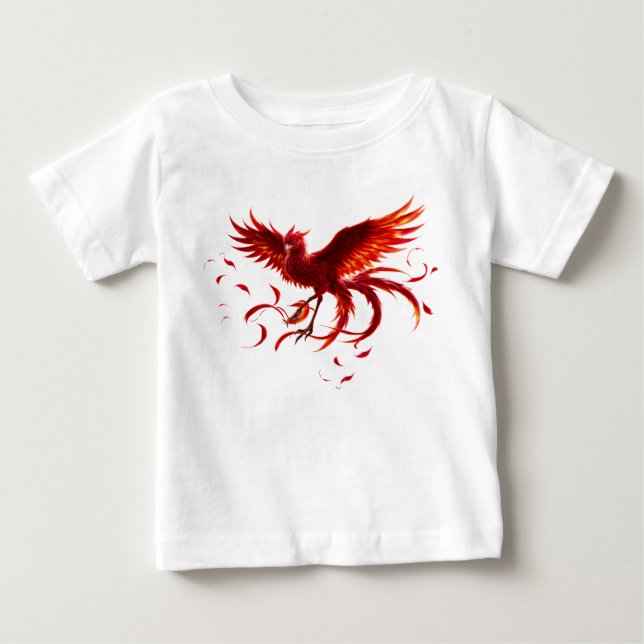 Karmosinröd Fenix vid den månbelysta tidvattnet. T Shirt (Framsida)