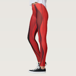 Karmosinröd Flöde – Abstrakt Röda Vågor av Rörelse Leggings
