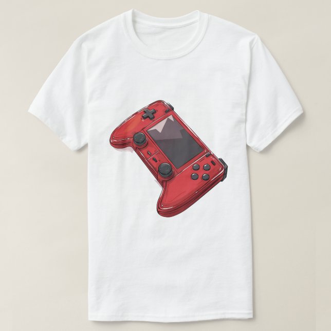 Karmosinröd Handhållen Konsoll Illustration T Shirt (Design framsida)