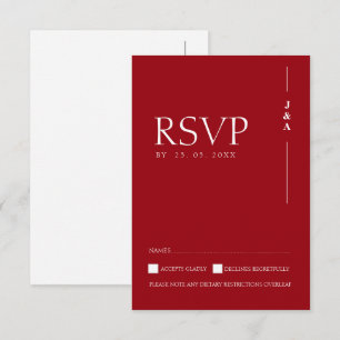 Karmosinröd Monogram Minimalistisk Bröllops-RSVP OSA Kort