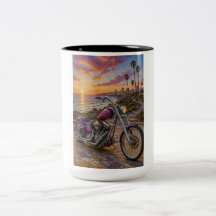 Karmosinröd motorvägschopper Mosaikkonst Mugg