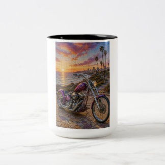 Karmosinröd motorvägschopper Mosaikkonst Mugg