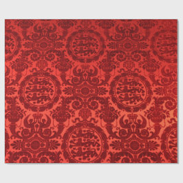 Karmosinröd Noel-damask inslagspapper Presentpapper