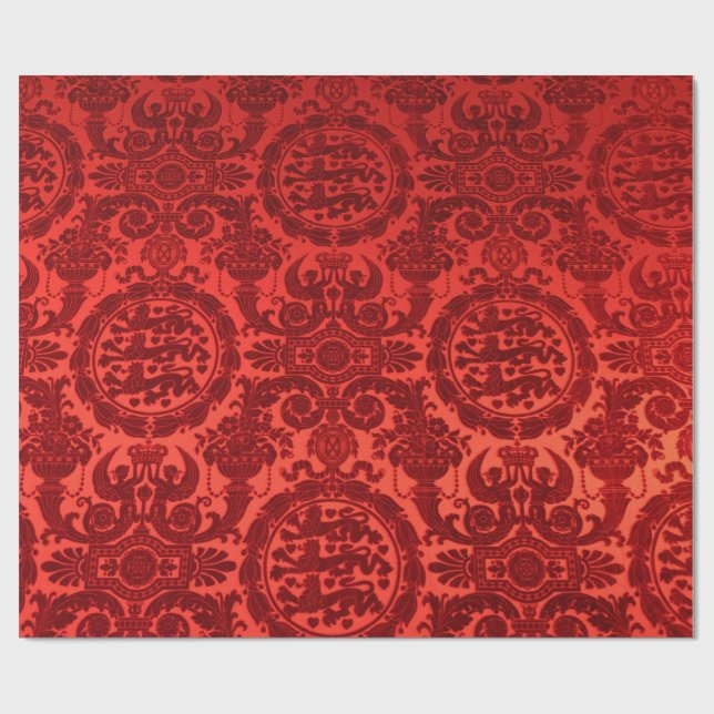 Karmosinröd Noel-damask inslagspapper Presentpapper (Platt)
