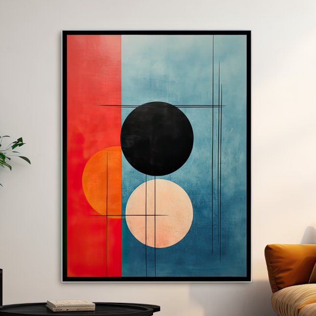 Karmosinröd och Azure: Abstrakt Geometrisk Minimal Poster (Skapare uppladdad)