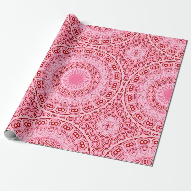 Karmosinröd och Rosa Mandalamönster Presentpapper (Utrullad)