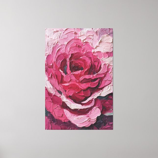 Karmosinröd och rosa rosstruktur Abstrakt väggkons Canvastryck (Framsida)