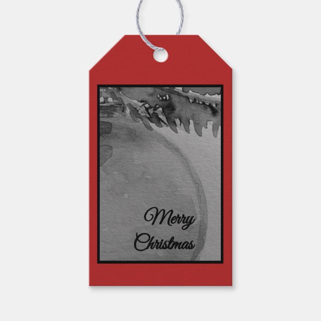 Karmosinröd Prydnad Jul – Elegant Högtid Presentetikett (Framsidan)