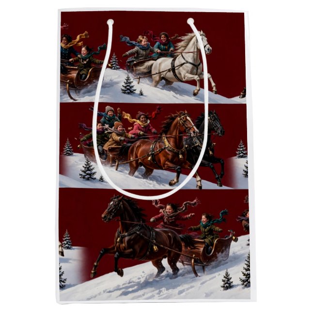 Karmosinröd slädtur medelfickväska (Framsidan)