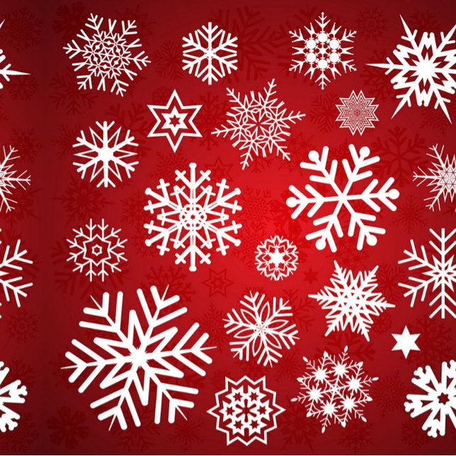 Karmosinröd Snöfall Elegans  Presentpapper (“Celebrate the season with a cascade of crisp white snowflakes on glowing red.”)