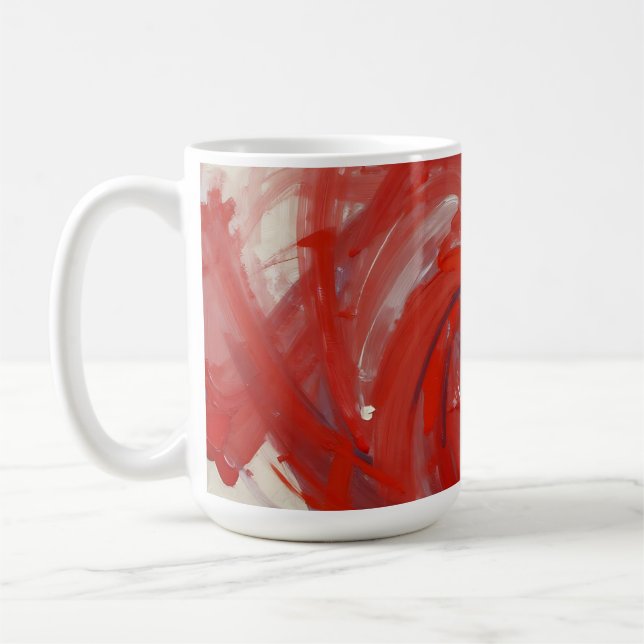 Karmosinröd Spiral Abstrakt Målning Kaffemugg (Vänster)