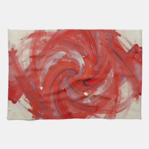 Karmosinröd Spiral Abstrakt Målning Kökshandduk