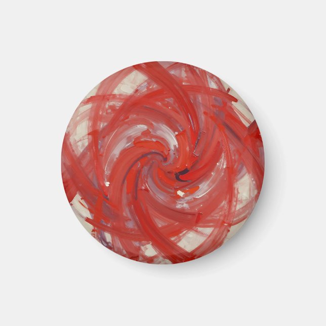 Karmosinröd Spiral Abstrakt Målning Magnet (Framsidan)