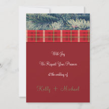 Karmosinröd & Ständig Julbröllopsinbjudan