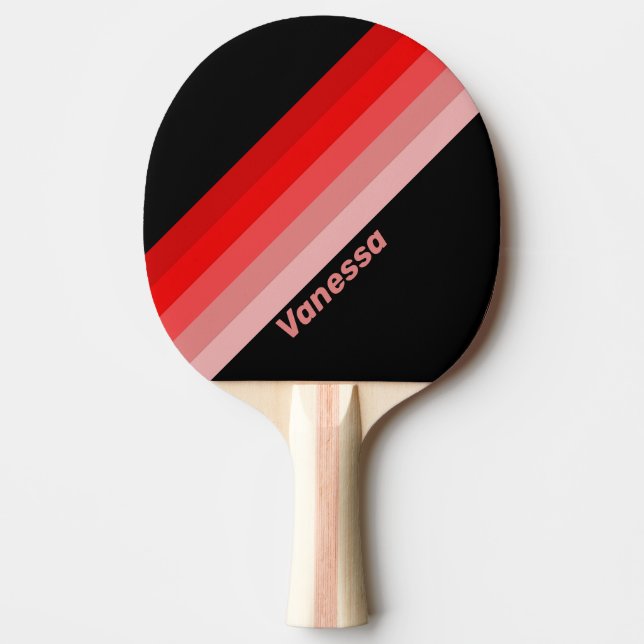Karmosinröd toning strimmig med namn pingisracket (Framsidan)
