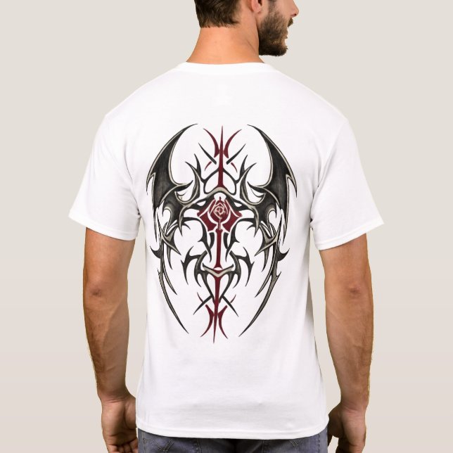 Karmosinröd tribal klinga t shirt (Baksida)