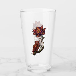 Karmosinröda Blommor & Mystisk Uggla. Glaskopp