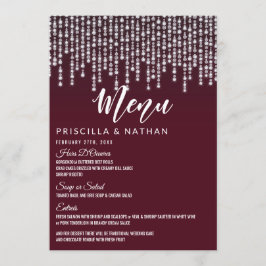 Karmosinröda Hängande Diamantljus Bröllopsmeny Meny