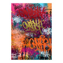 Karmosinröda och orange abstrakta graffiti-taggar