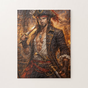 Karmosinröda Tidvatten Piratkonung Pussel
