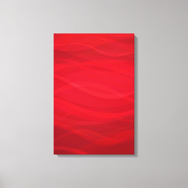 Karmosinröda vågor abstrakt grafisk triptyk canvas (Framsida)